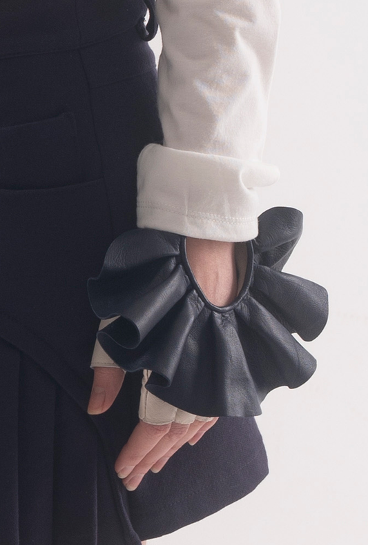 I love you leather gloves - navy and white