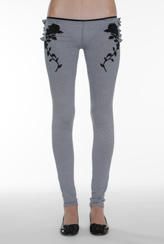 Magnolia frilled leggings - navy and white