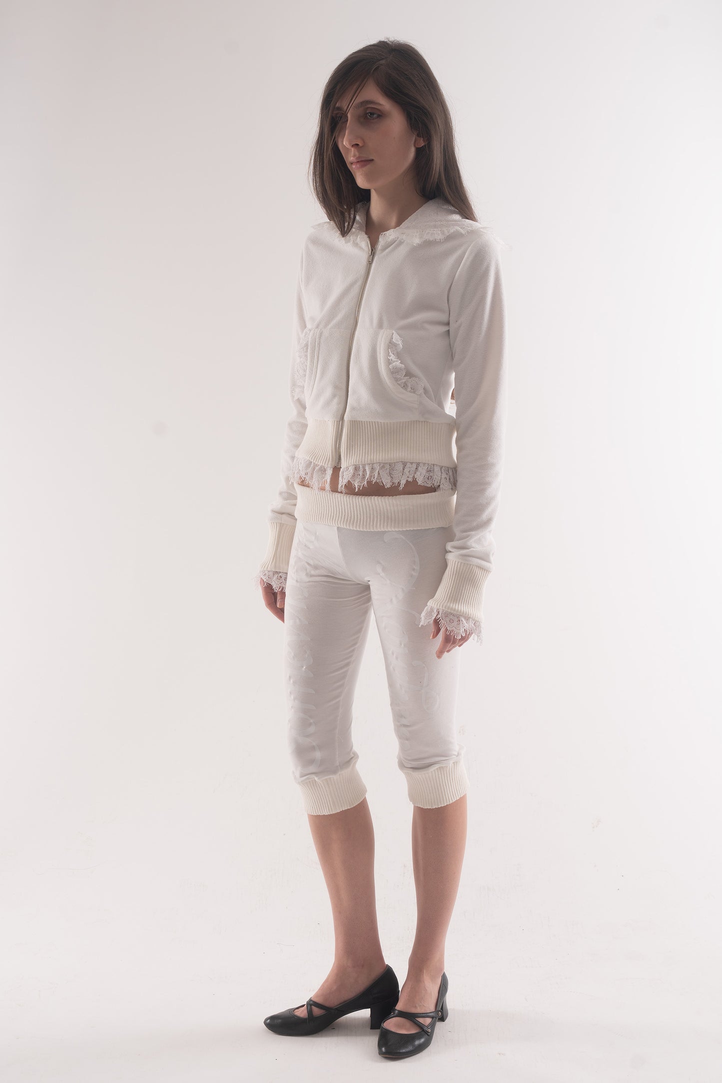 Nowhere zip up hoodie White