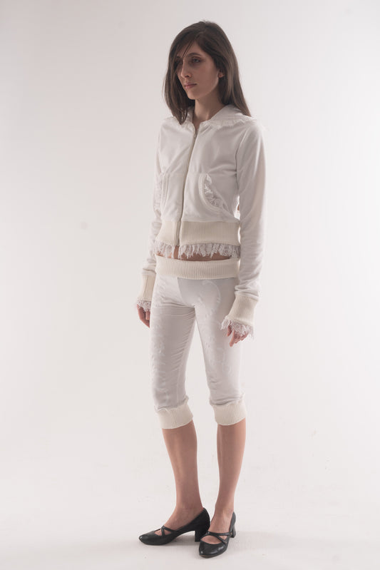 Nowhere zip up hoodie White