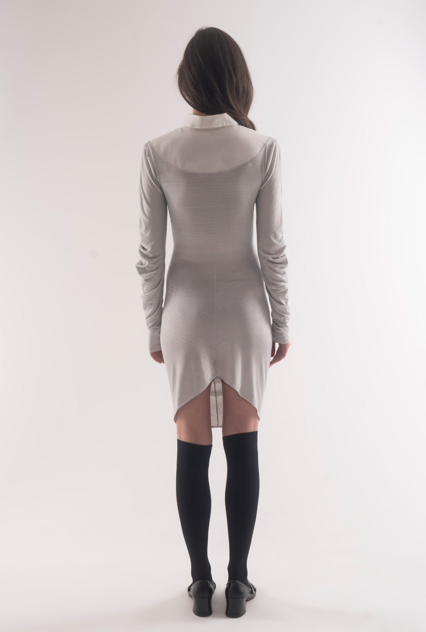 Helena dress - grey and white