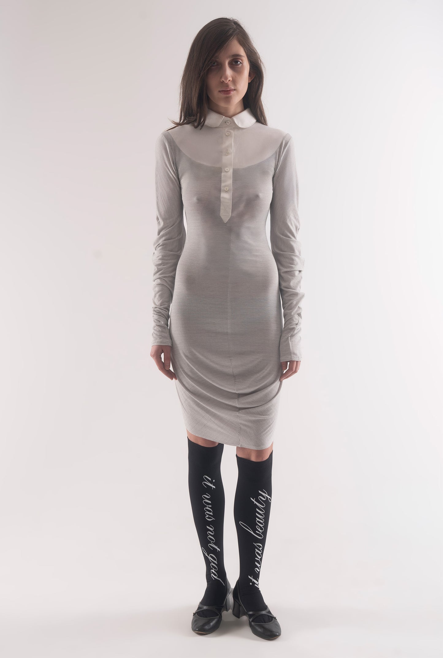 Helena dress - grey and white