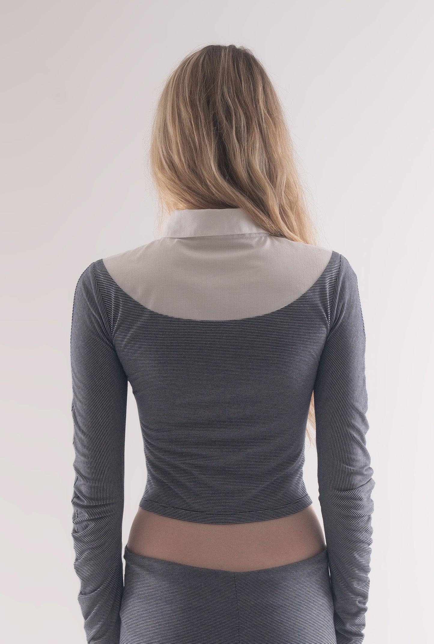 Helena polo top - navy and white
