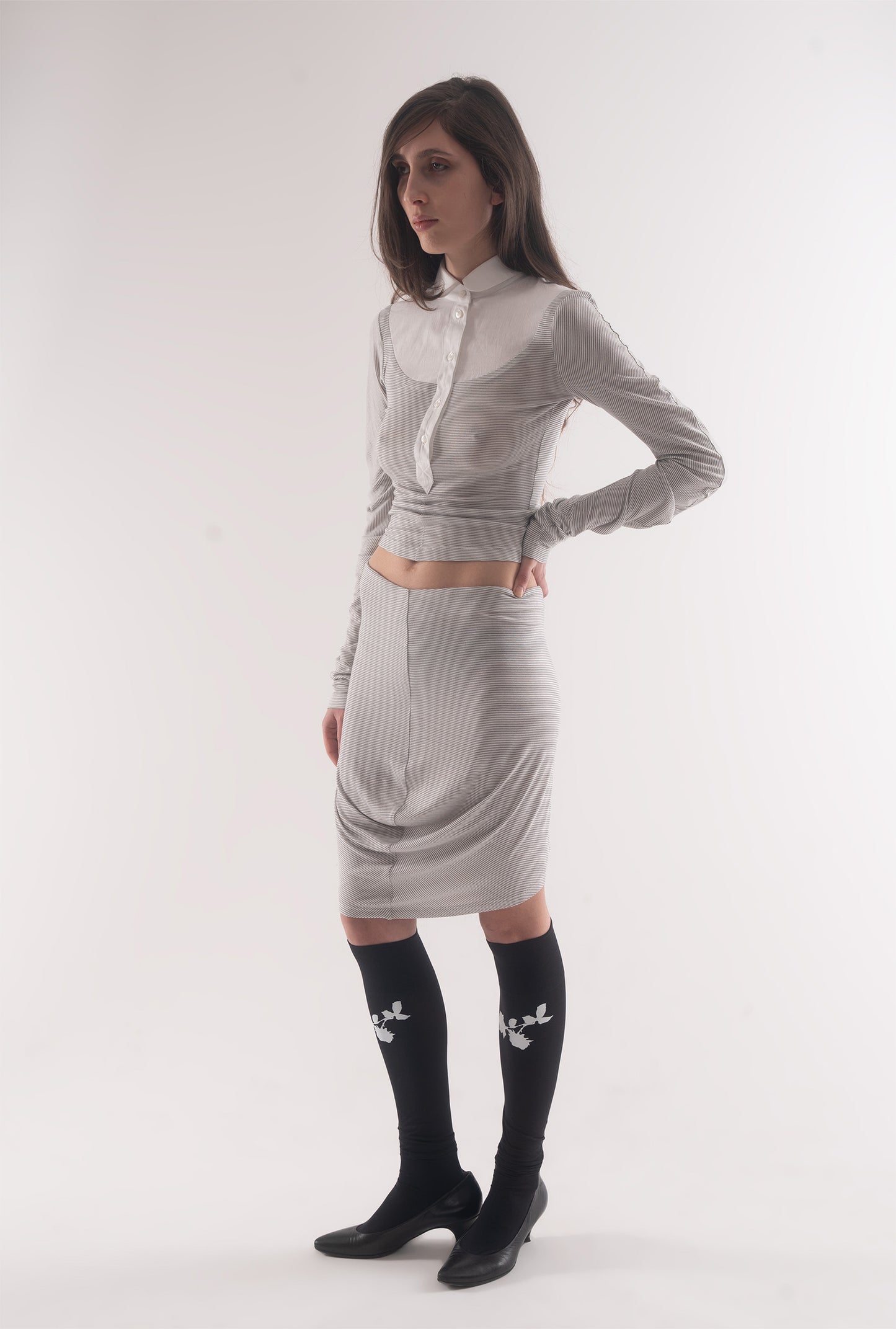 Helena skirt - grey and white