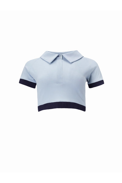 ★★ ★★ Here Light Blue Logo Cutout Crop Polo T ellecroppolo_c7bb5adb-e502-