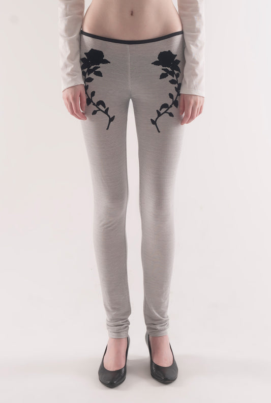 Magnolia frilled leggings - grey and white